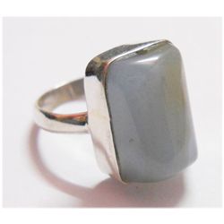 NATURAL 40.5 CTW CALCEDONIA EMERALDCUT RING .925 STERLI