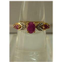 12.35 ctw 14K Gold Plated silver Ruby Ring