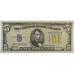 1934 $5 SILVER CERTIFICATE "N.AFRICAN" NOTE