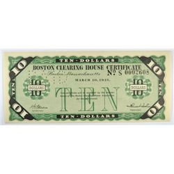 1933 $10 BOSTON CLEARING HOUSE CERT