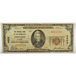 1929 $20 NATIONAL CHICAGO, IL #4605