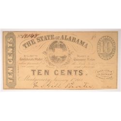 1863 TEN CENT STATE OF ALABAMA NOTE