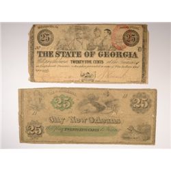 18-- TWENTY FIVE CENT CITY OF NEW ORLEANS NOTE & 1863 TWENTY FIVE CENT STATE OF