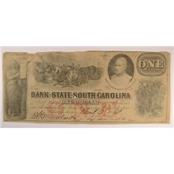 1861 $1 BANK OF THE STATE OF SOUTH CAROLINA