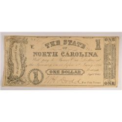 1862 $1 STATE OF NORTH CAROLINA NOTE