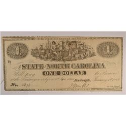 1863 $1 STATE OF NORTH CAROLINA NOTE