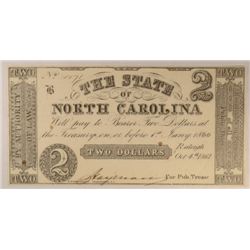 1861 $2 STATE OF NORTH CAROLINA NOTE CU