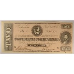 1864 $2 CONFEDERATE STATES OF AMERICA