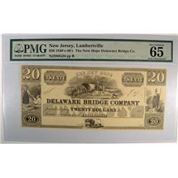 $20 NEW HOPE DELAWARE BRIDGE COMPANY LAMBERTVILLE, NEW JERSEY PMG 65 EPQ