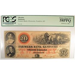 Frankfort, KY-The Farmers Bank of Kentucky $20 Oct. 3, 1860 G228a pcgs 58 PPQ