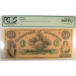 18__ $50 CITIZENS BANK OF LOUISIANA, NEW ORLEANS, LA PCGS 66 PPQ