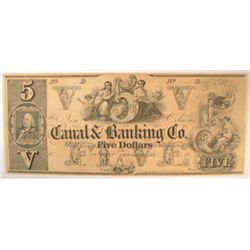 18-- $5 CANAL & BANKING CO. NOTE