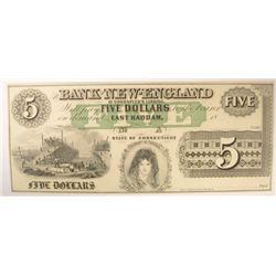 18-- $5 BANK OF NEW ENGLAND NOTE CU