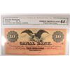 Image 1 : 18-- $10 CANAL BANK NOTE CGA 64 *