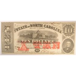 1863 $10 NORTH CAROLINA NOTE VF