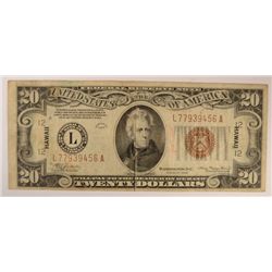 1934 $20 FEDERAL RESERVE NOTE "HAWAII"