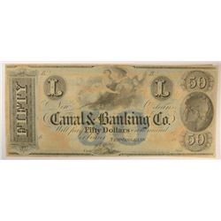 18-- $50 CANAL & BANKING NOTE CU