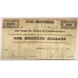 1844 $100 CANAL INDEBTEDNESS NOTE