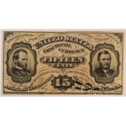 1863 FIFTEEN CENT FRACTIONAL NOTE CU