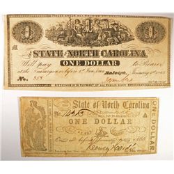 1863 & 1866 $1 STATE OF NORTH CAROLINA NOTES