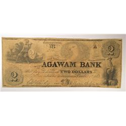 1863 $2 AGAWAM BANK NOTE