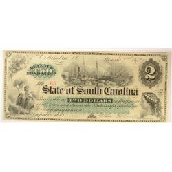 1872 $2 STATE OF SOUTH CAROLINA NOTE AU