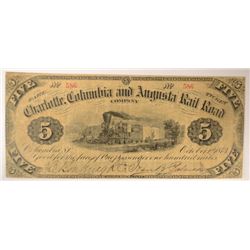 1873 $5 RAILROAD CO NOTE FINE