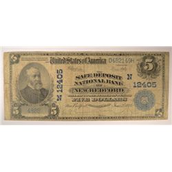 1902 $5 NATIONAL NEW BEDFORD, MA #12405 VG/FINE