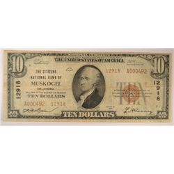 1929 $10 NATIONAL MUSKOGEE, OK  #12918