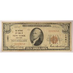 1929 $10 NATIONAL NEW YORK, NY #1461