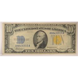 1934 $10 SILVER CERTIFICATE "N.AFRICAN" XF-AU