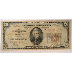 1929 $20 NATIONAL KANSAS CITY, MO