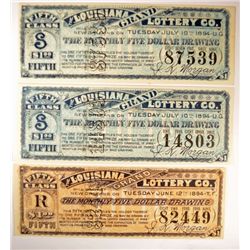 3-1894 $1 LOUISIANA LOTTERY TICKETS UNC