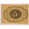 Image 2 : 1862 FIVE CENT US POSTAGE CURRENCY NOTE