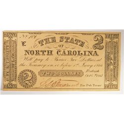 1861 $2 STATE OF NORTH CAROLINA NOTE