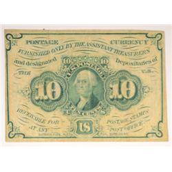 1862 TEN CENT US POSTAGE CURRENCY