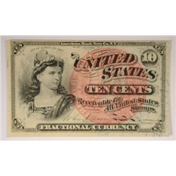 1863 TEN CENT US FRACTIONAL NOTE