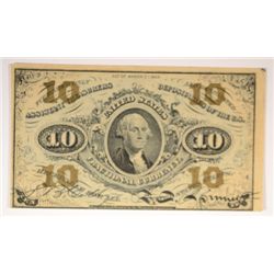 1863 TEN CENT US FRACTIONAL NOTE