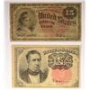 Image 1 : 1874 TEN CENT US FRACTIONAL NOTE & 1863 FIFTEEN  CENT FRACTIONAL NOTE