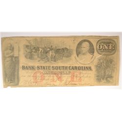 1861 $1 BANK OF SOUTH CAROLINA NOTE