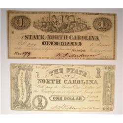 1862 $1 STATE OF NORTH CAROLINA NOTE & 1863 $1 STATE OF NORTH CAROLINA NOTE