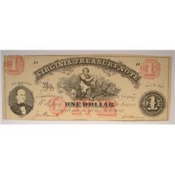 1862 $1 VIRGINA TREASURY NOTE