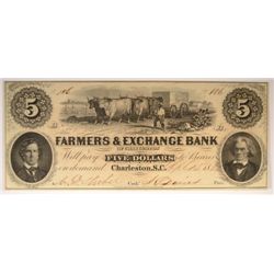 1861 $5 FARMERS & EXCHANGE BANK NOTE