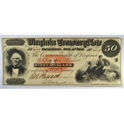 1862 $50 VIRGINA TREASURY NOTE