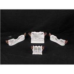 4 Pc Set Porcelain Treasures Fancy Trays