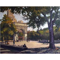 Michele Byrne, Washington Square, Oil on Canvas