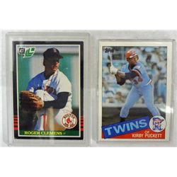 1985 TOPPS KIRBY PUCKETT ROOKIE & 1995 LEAF ROGER CLEMENS ROOKIE