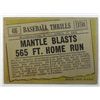 Image 2 : 1961 TOPPS #406 MANTLE BLASTS 565 HOME RUN  EX