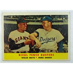 1958 TOPPS #436 MAYS/SNIDER FENCE BUSTERS EXCELLENT