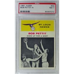 1961 Fleer Basketball #59 Bob Pettit in action PSA NM7